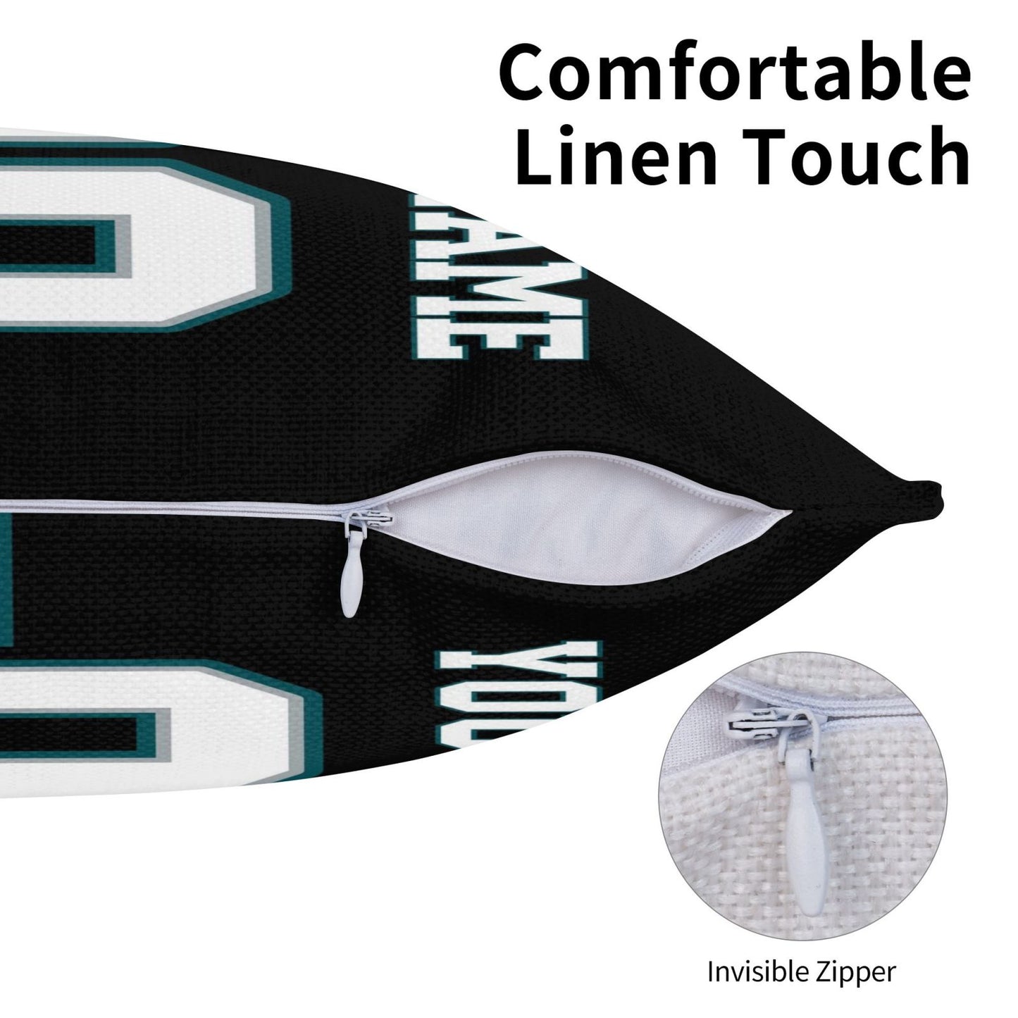 Custom Black Philadelphia Eagles Decorative Throw Pillow Case - Print Personalized Football Team Fans Name & Number Birthday Gift
