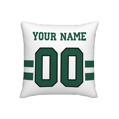 Custom White New York Jets Decorative Throw Pillow Case - Print Personalized Football Team Fans Name & Number Birthday Gift