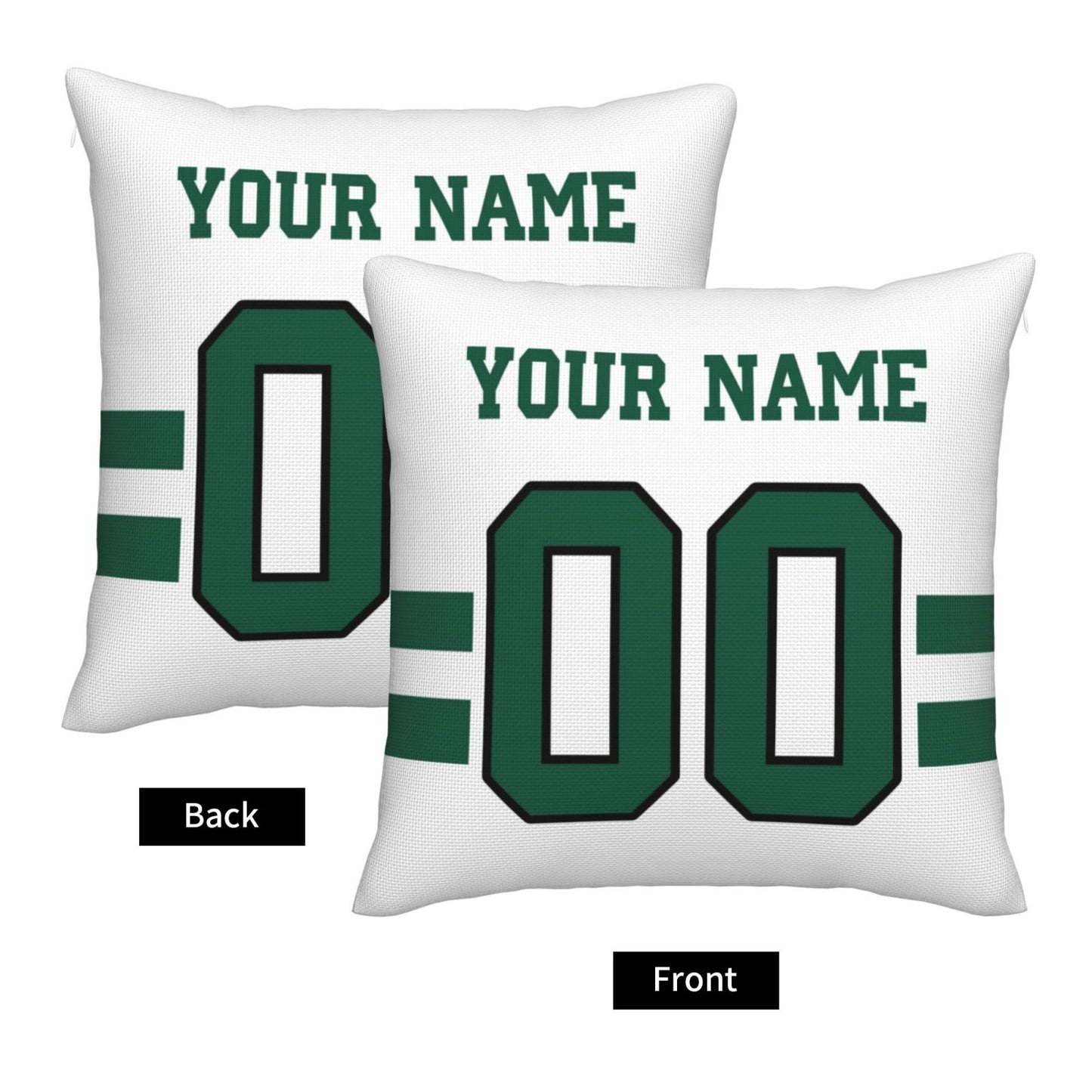 Custom White New York Jets Decorative Throw Pillow Case - Print Personalized Football Team Fans Name & Number Birthday Gift