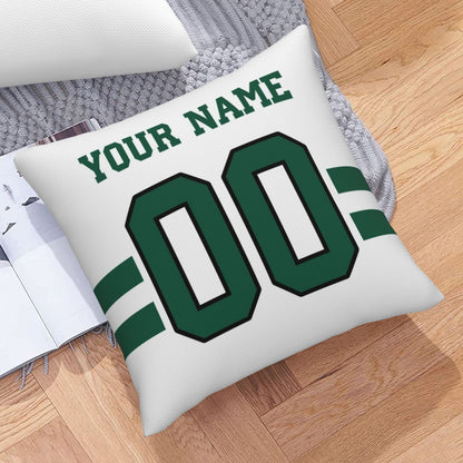 Custom White New York Jets Decorative Throw Pillow Case - Print Personalized Football Team Fans Name & Number Birthday Gift