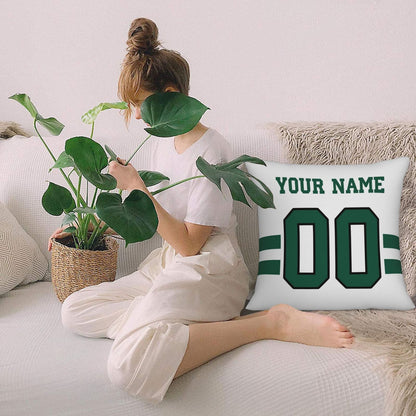 Custom White New York Jets Decorative Throw Pillow Case - Print Personalized Football Team Fans Name & Number Birthday Gift