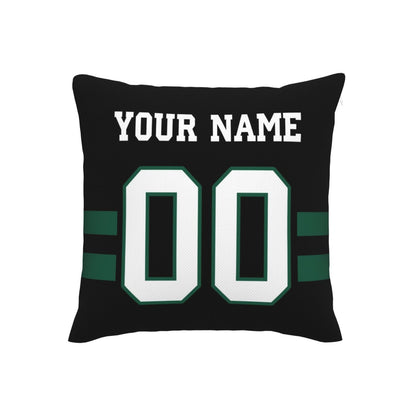 Custom Black New York Jets Decorative Throw Pillow Case - Print Personalized Football Team Fans Name & Number Birthday Gift