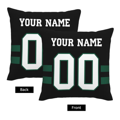 Custom Black New York Jets Decorative Throw Pillow Case - Print Personalized Football Team Fans Name & Number Birthday Gift