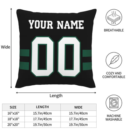 Custom Black New York Jets Decorative Throw Pillow Case - Print Personalized Football Team Fans Name & Number Birthday Gift