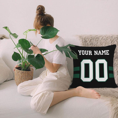 Custom Black New York Jets Decorative Throw Pillow Case - Print Personalized Football Team Fans Name & Number Birthday Gift