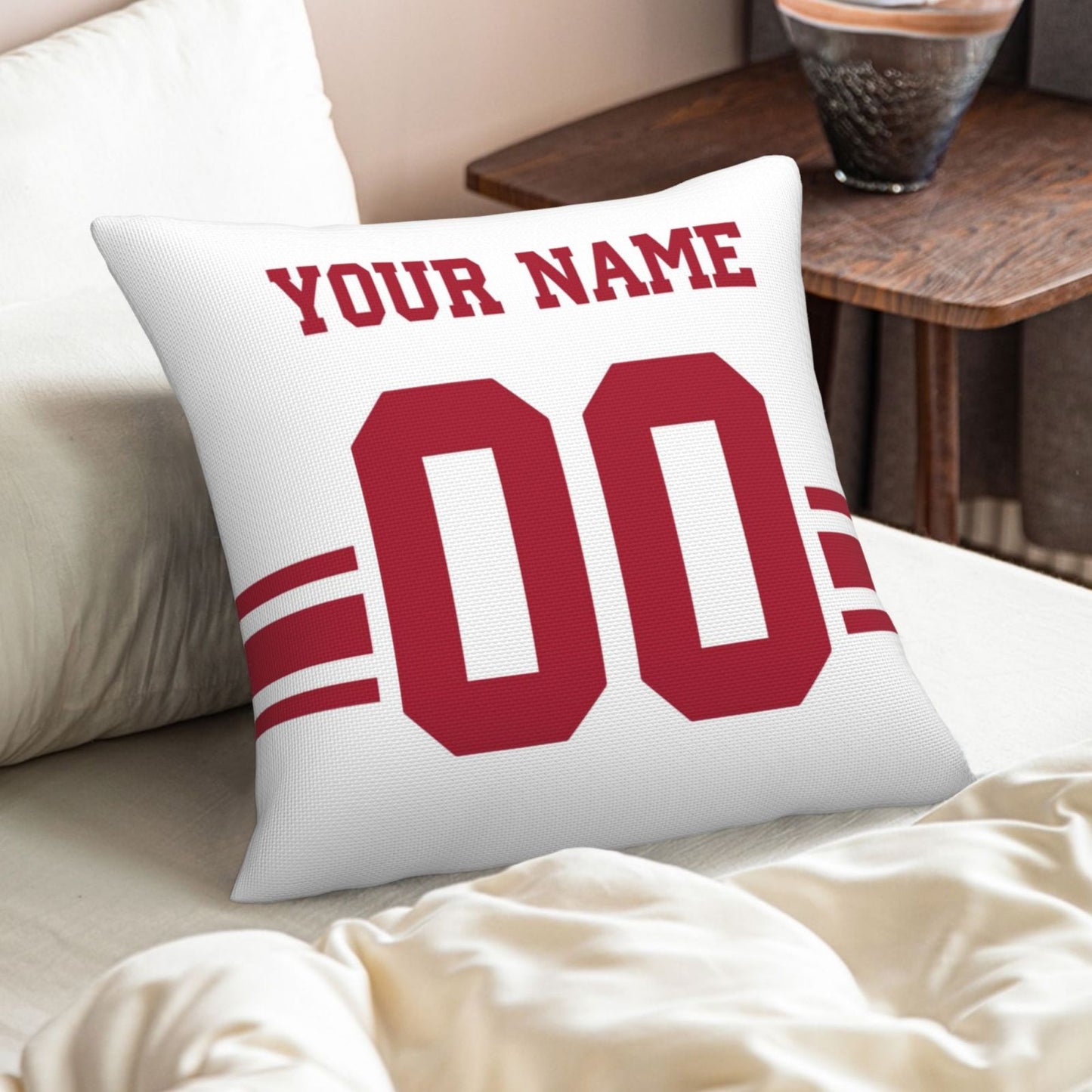 Custom White Red New York Giants Decorative Throw Pillow Case - Print Personalized Football Team Fans Name & Number Birthday Gift