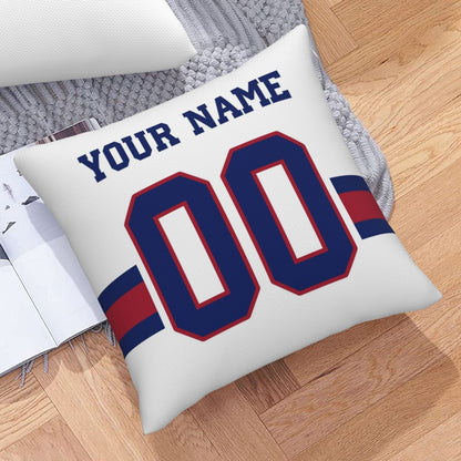 Custom White New York Giants Decorative Throw Pillow Case - Print Personalized Football Team Fans Name & Number Birthday Gift