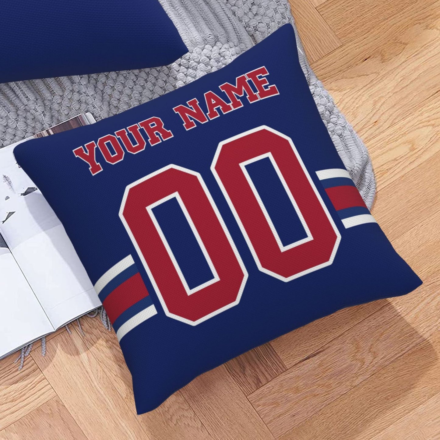 Custom Royal Red New York Giants Decorative Throw Pillow Case - Print Personalized Football Team Fans Name & Number Birthday Gift