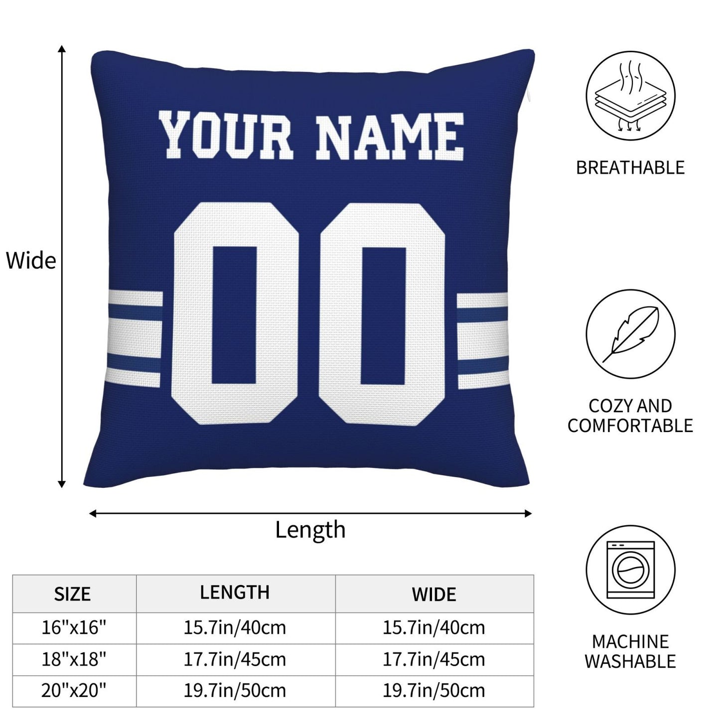 Custom Royal New York Giants Decorative Throw Pillow Case - Print Personalized Football Team Fans Name & Number Birthday Gift