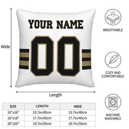 Custom White New Orleans Saints Decorative Throw Pillow Case - Print Personalized Football Team Fans Name & Number Birthday Gift