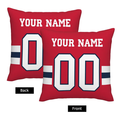 Customized New England Patriots Football Team Decorative Throw Pillow Case Print Personalized Football Style Fans Letters & Number Red Pillowcase Birthday Gift