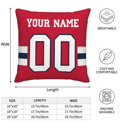 Customized New England Patriots Football Team Decorative Throw Pillow Case Print Personalized Football Style Fans Letters & Number Red Pillowcase Birthday Gift