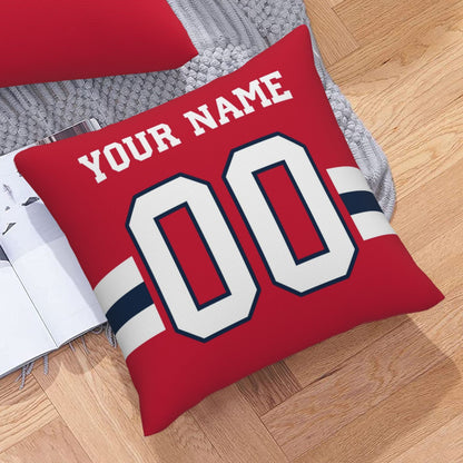 Customized New England Patriots Football Team Decorative Throw Pillow Case Print Personalized Football Style Fans Letters & Number Red Pillowcase Birthday Gift