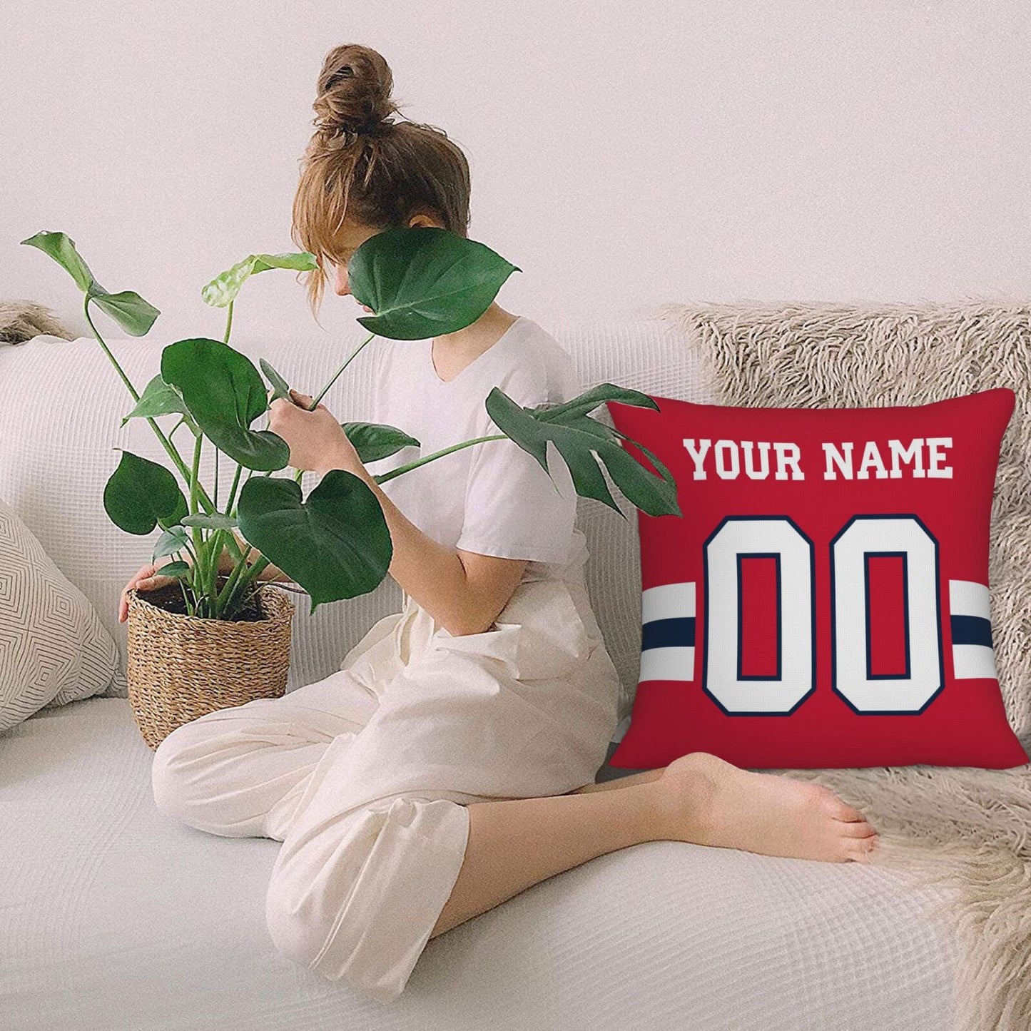 Customized New England Patriots Football Team Decorative Throw Pillow Case Print Personalized Football Style Fans Letters & Number Red Pillowcase Birthday Gift