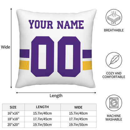 Customized Minnesota Vikings Football Team Decorative Throw Pillow Case Print Personalized Football Style Fans Letters & Number White Pillowcase Birthday Gift