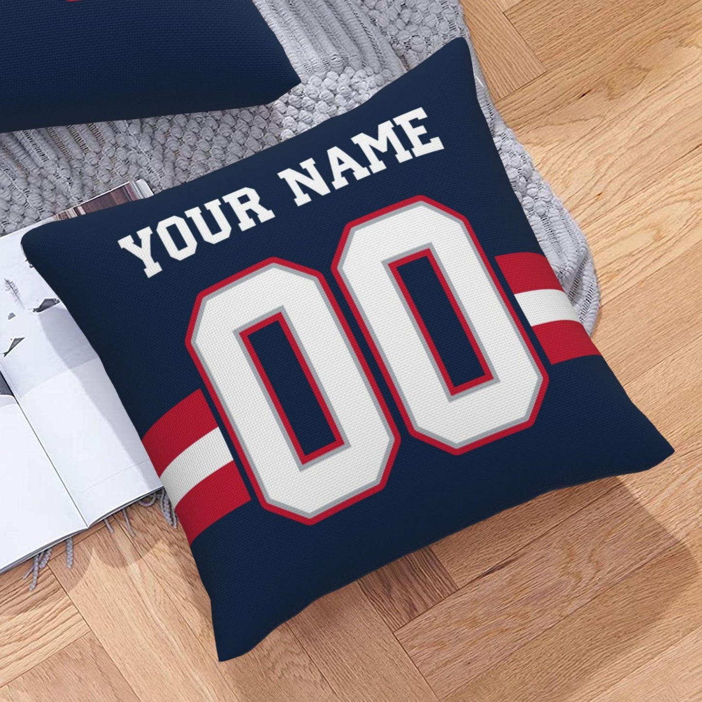 Customized New England Patriots Football Team Decorative Throw Pillow Case Print Personalized Football Style Fans Letters & Number Navy Pillowcase Birthday Gift