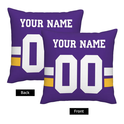 Customized Minnesota Vikings Football Team Decorative Throw Pillow Case Print Personalized Football Style Fans Letters & Number Purple Pillowcase Birthday Gift