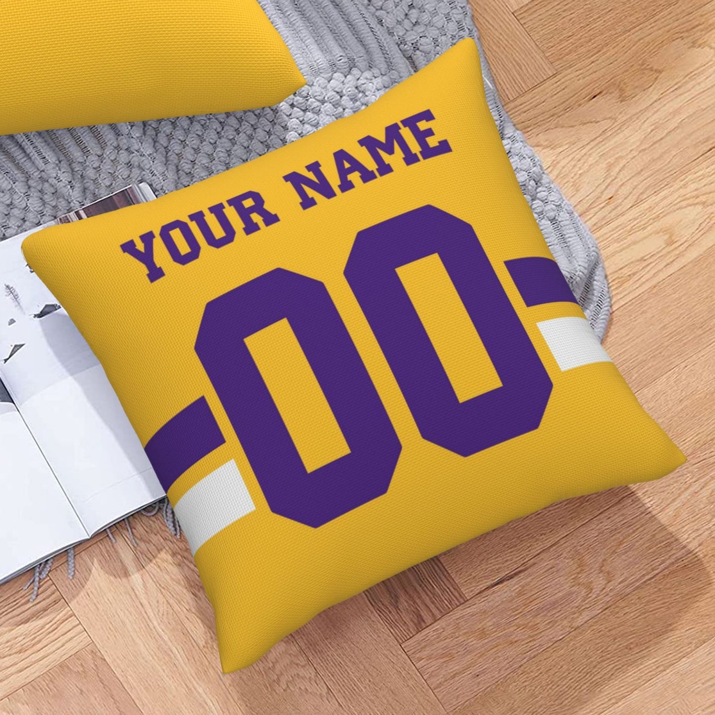 Customized Minnesota Vikings Football Team Decorative Throw Pillow Case Print Personalized Football Style Fans Letters & Number Orange Pillowcase Birthday Gift