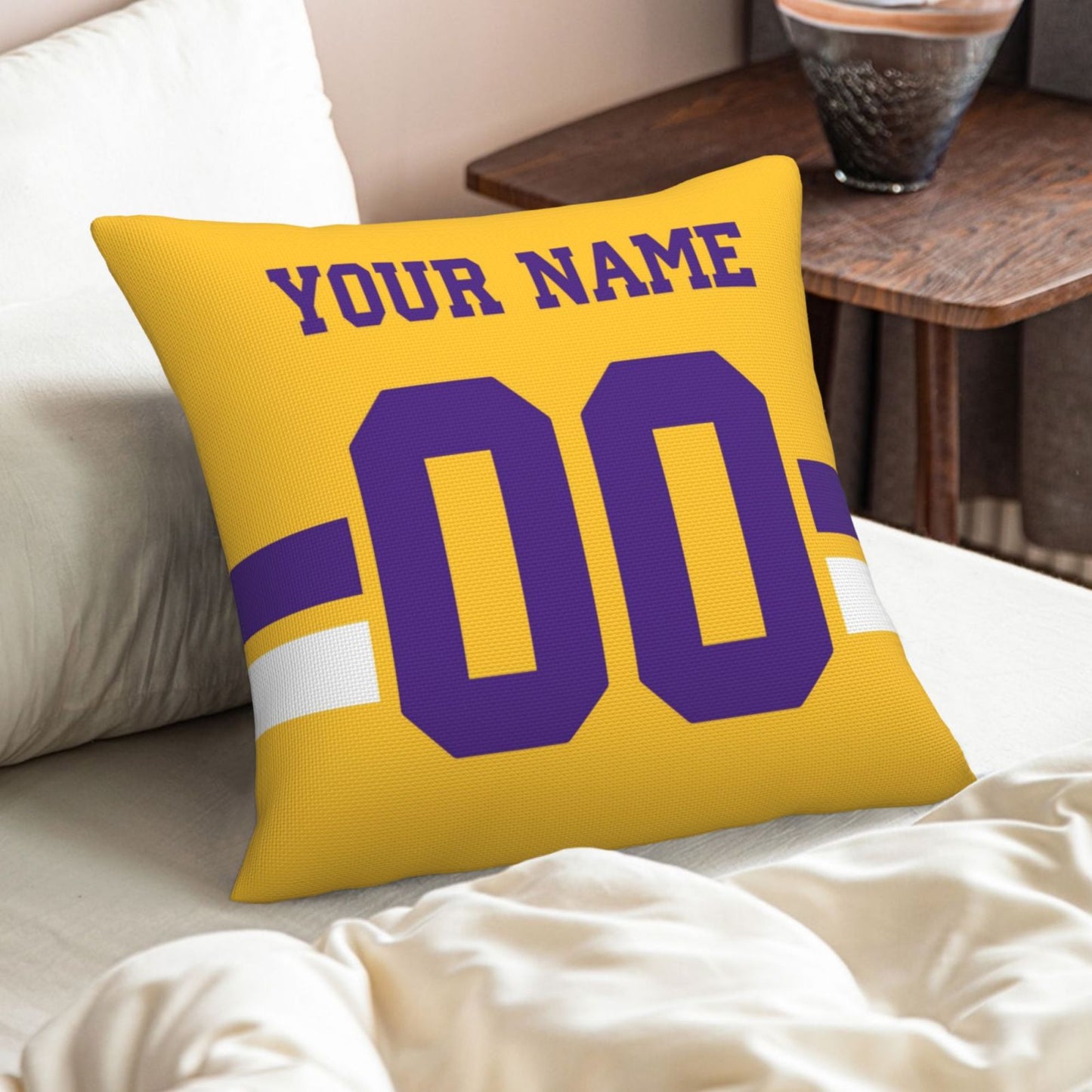 Customized Minnesota Vikings Football Team Decorative Throw Pillow Case Print Personalized Football Style Fans Letters & Number Orange Pillowcase Birthday Gift