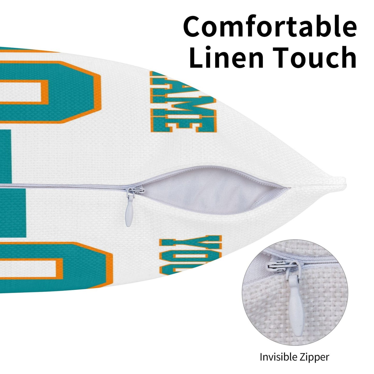 Customized Miami Dolphins Football Team Decorative Throw Pillow Case Print Personalized Football Style Fans Letters & Number White Pillowcase Birthday Gift