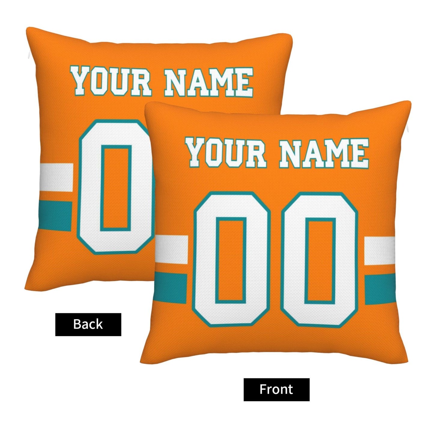 Customized Miami Dolphins Football Team Decorative Throw Pillow Case Print Personalized Football Style Fans Letters & Number Orange Pillowcase Birthday Gift
