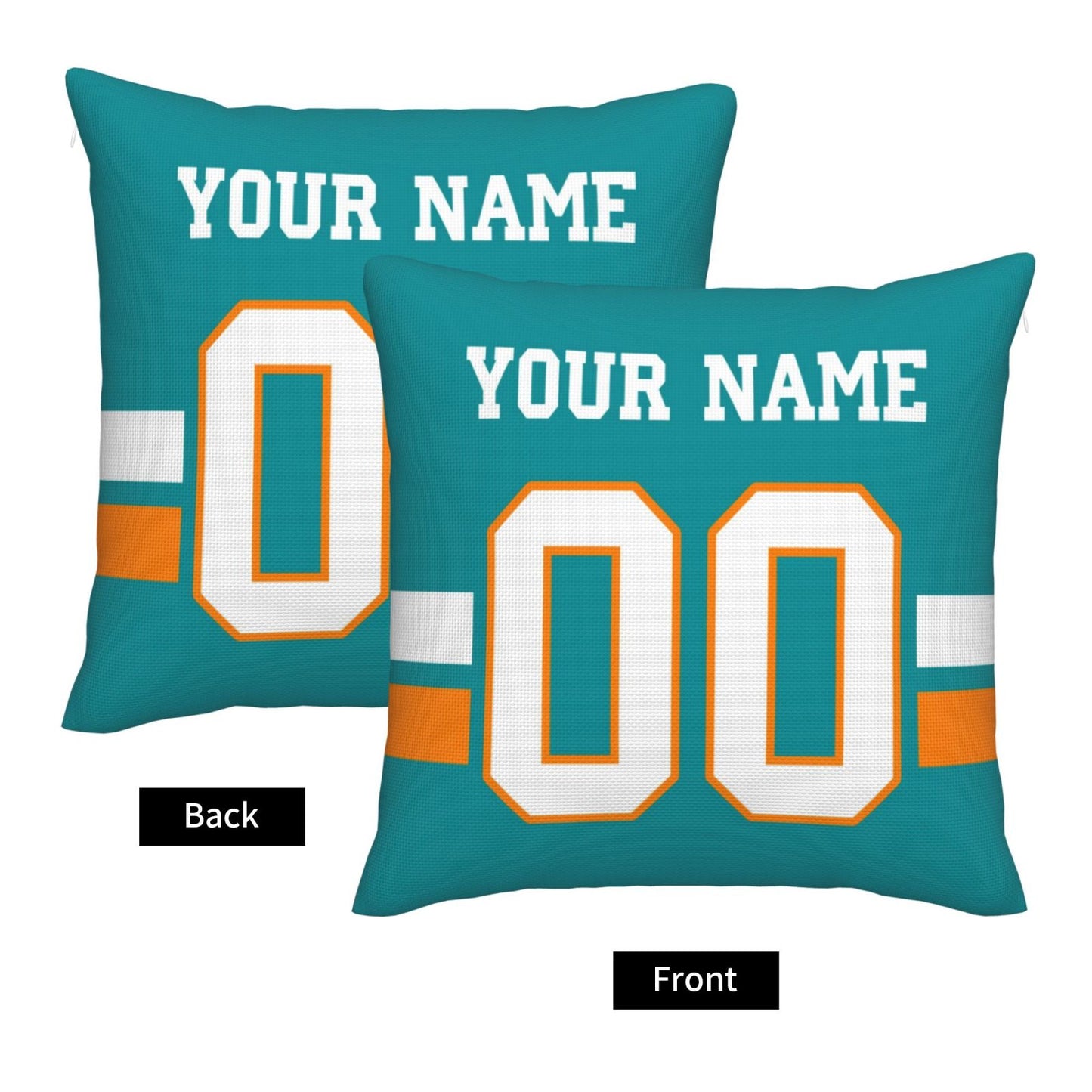 Customized Miami Dolphins Football Team Decorative Throw Pillow Case Print Personalized Football Style Fans Letters & Number Aqua Pillowcase Birthday Gift