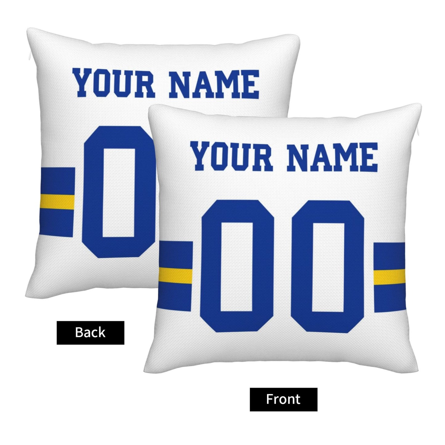 Customized Los Angeles Rams Football Team Decorative Throw Pillow Case Print Personalized Football Style Fans Letters & Number White Pillowcase Birthday Gifts