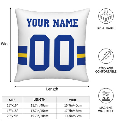 Customized Los Angeles Rams Football Team Decorative Throw Pillow Case Print Personalized Football Style Fans Letters & Number White Pillowcase Birthday Gifts