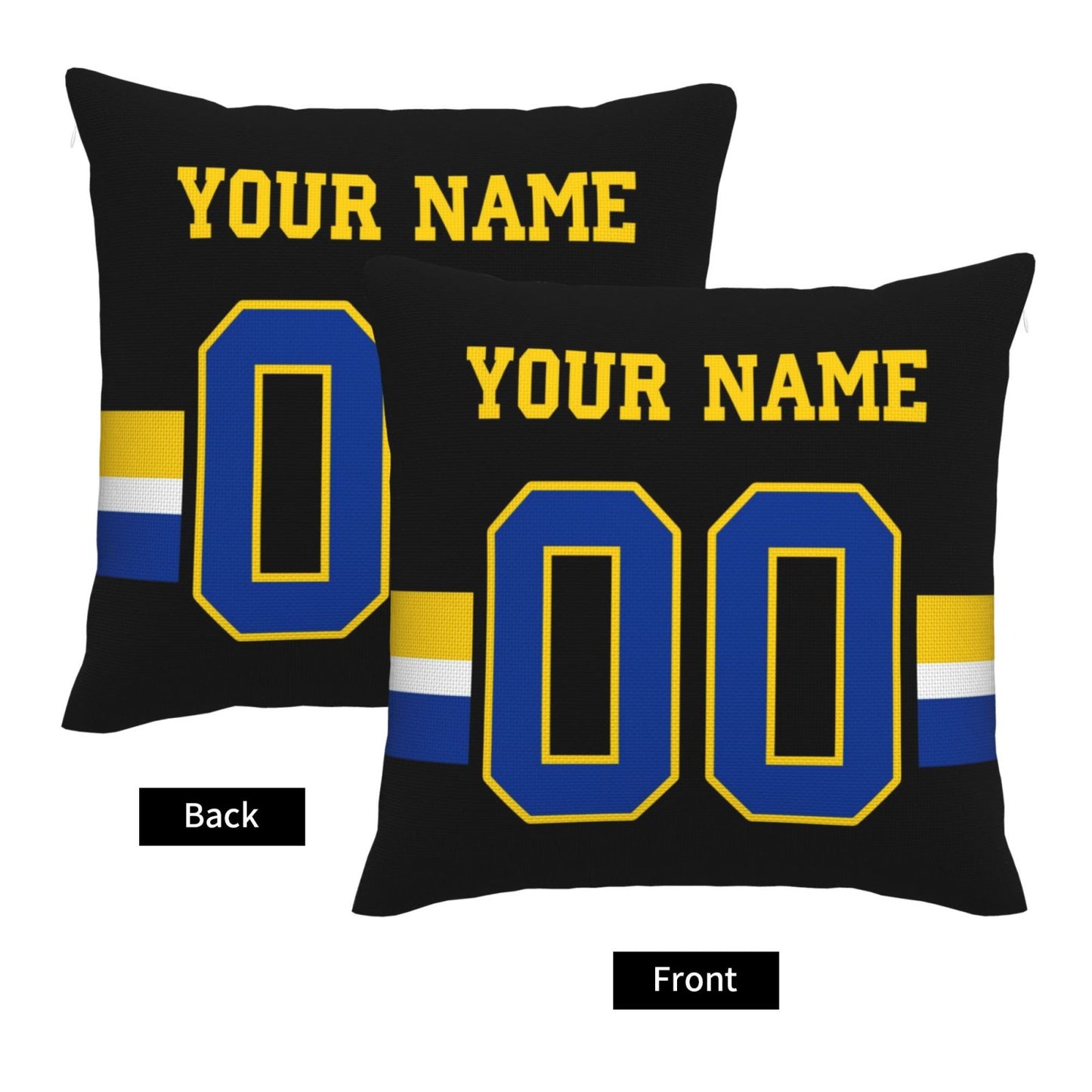 Customized Los Angeles Rams Football Team Decorative Throw Pillow Case Print Personalized Football Style Fans Letters & Number Black Pillowcase Birthday Gifts