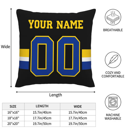 Customized Los Angeles Rams Football Team Decorative Throw Pillow Case Print Personalized Football Style Fans Letters & Number Black Pillowcase Birthday Gifts