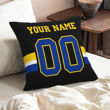 Customized Los Angeles Rams Football Team Decorative Throw Pillow Case Print Personalized Football Style Fans Letters & Number Black Pillowcase Birthday Gifts