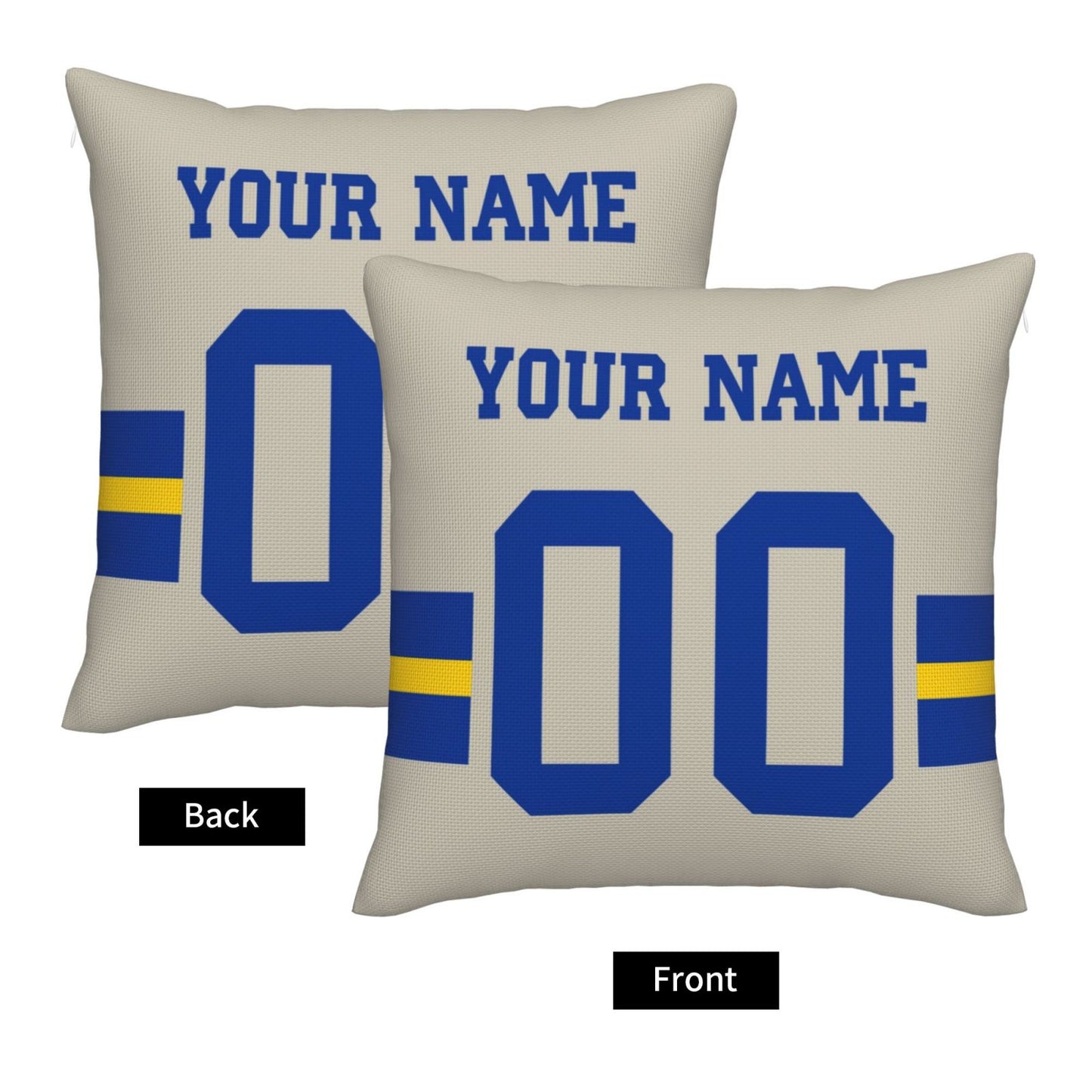 Customized Los Angeles Rams Football Team Decorative Throw Pillow Case Print Personalized Football Style Fans Letters & Number Cream Pillowcase Birthday Gift