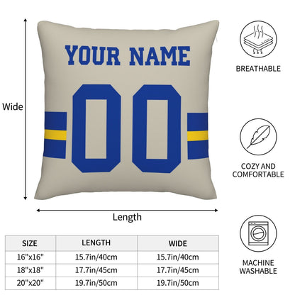 Customized Los Angeles Rams Football Team Decorative Throw Pillow Case Print Personalized Football Style Fans Letters & Number Cream Pillowcase Birthday Gift