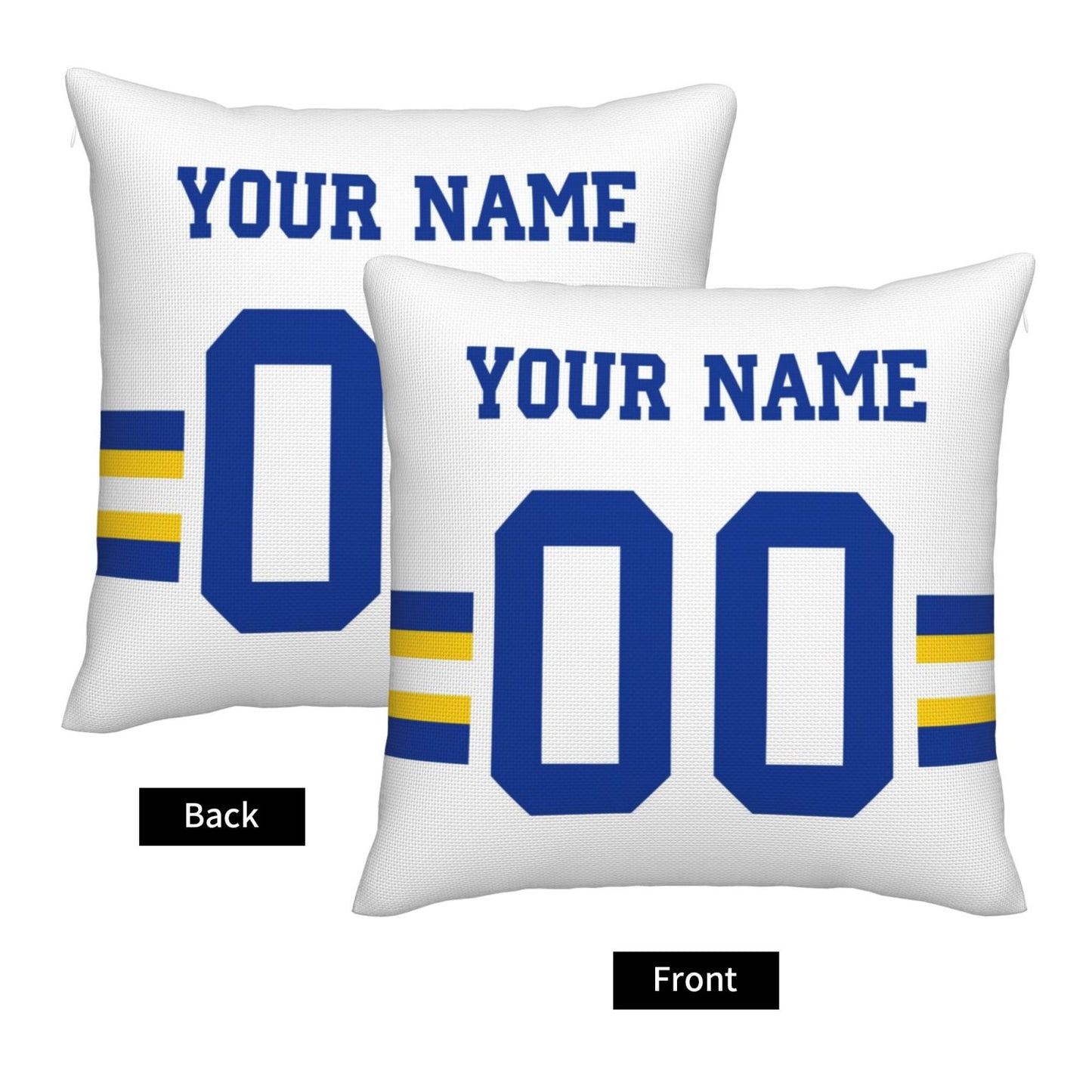 Customized Los Angeles Rams Football Team Decorative Throw Pillow Case Print Personalized Football Style Fans Letters & Number White Pillowcase Birthday Gift