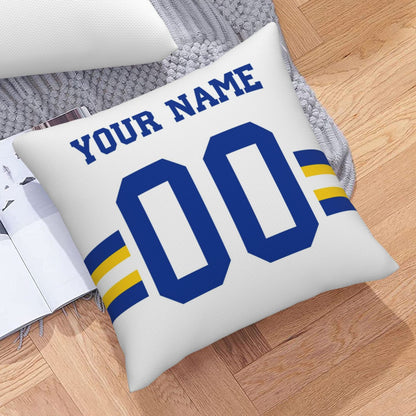 Customized Los Angeles Rams Football Team Decorative Throw Pillow Case Print Personalized Football Style Fans Letters & Number White Pillowcase Birthday Gift