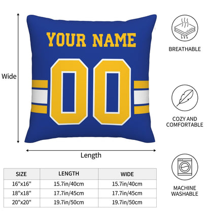 Customized Los Angeles Chargers Football Team Decorative Throw Pillow Case Print Personalized Football Style Fans Letters & Number Royal Pillowcase Birthday Gift