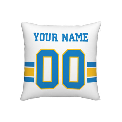 Customized Los Angeles Chargers Football Team Decorative Throw Pillow Case Print Personalized Football Style Fans Letters & Number White Pillowcase Birthday Gift