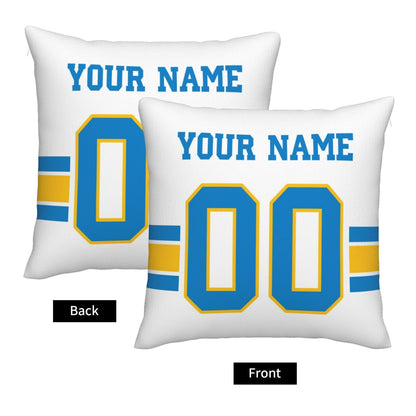 Customized Los Angeles Chargers Football Team Decorative Throw Pillow Case Print Personalized Football Style Fans Letters & Number White Pillowcase Birthday Gift