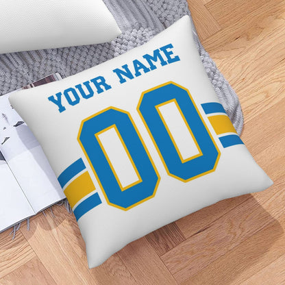 Customized Los Angeles Chargers Football Team Decorative Throw Pillow Case Print Personalized Football Style Fans Letters & Number White Pillowcase Birthday Gift