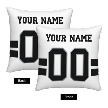 Custom White Las Vegas Raiders Decorative Throw Pillow Case - Print Personalized Football Team Fans Name & Number Birthday Gift