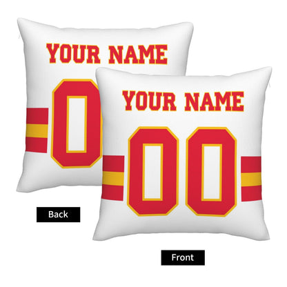 Customized Kansas City Chiefs Football Team Decorative Throw Pillow Case Print Personalized Football Style Fans Letters & Number White Pillowcase Birthday Gift