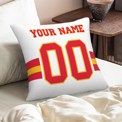 Customized Kansas City Chiefs Football Team Decorative Throw Pillow Case Print Personalized Football Style Fans Letters & Number White Pillowcase Birthday Gift