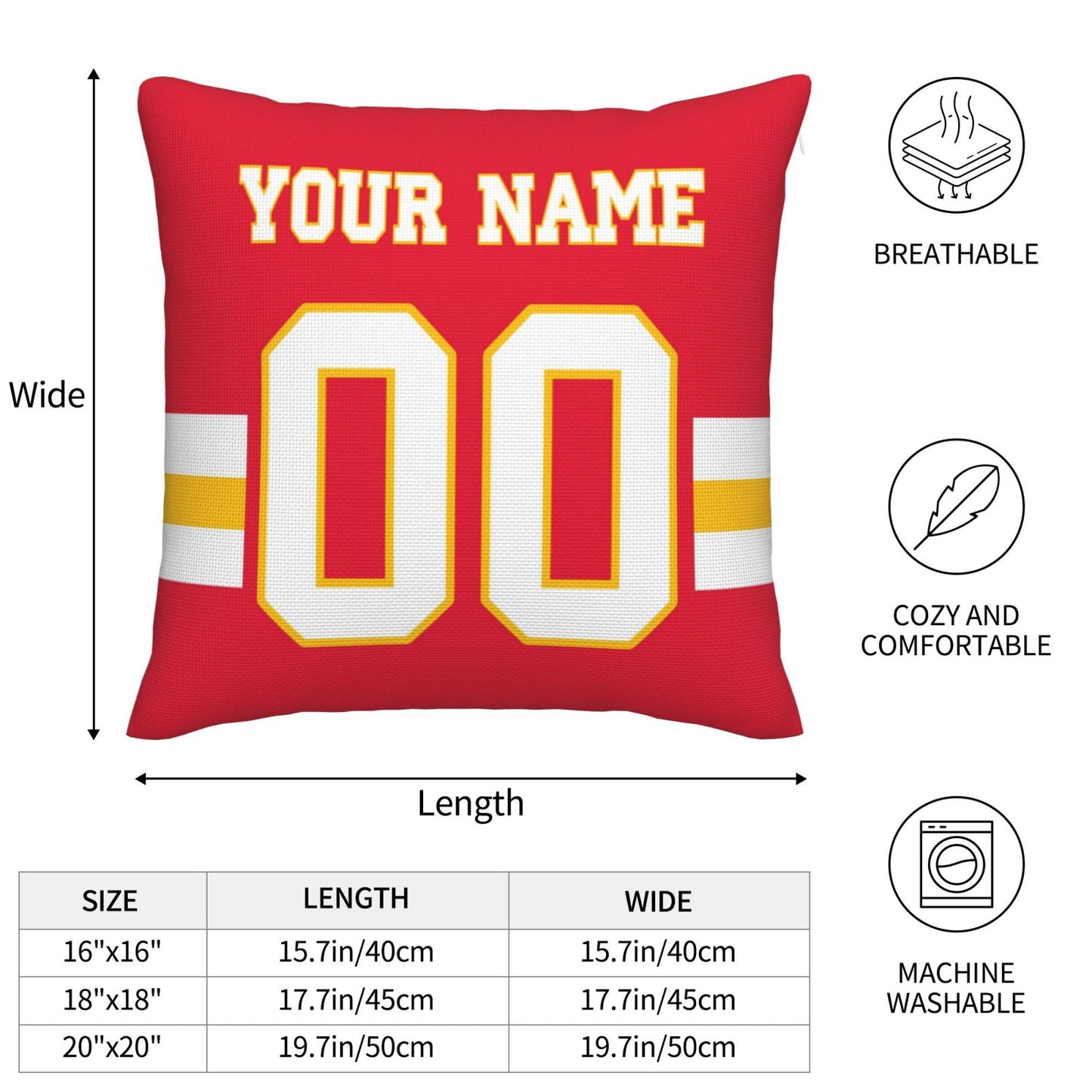 Customized Kansas City Chiefs Football Team Decorative Throw Pillow Case Print Personalized Football Style Fans Letters & Number Red Pillowcase Birthday Gifts