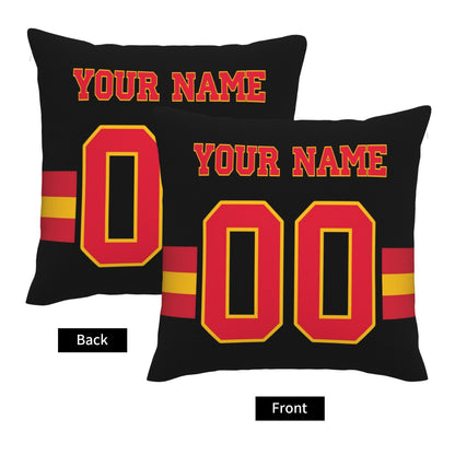 Customized Kansas City Chiefs Football Team Decorative Throw Pillow Case Print Personalized Football Style Fans Letters & Number Black Pillowcase Birthday Gift