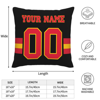Customized Kansas City Chiefs Football Team Decorative Throw Pillow Case Print Personalized Football Style Fans Letters & Number Black Pillowcase Birthday Gift