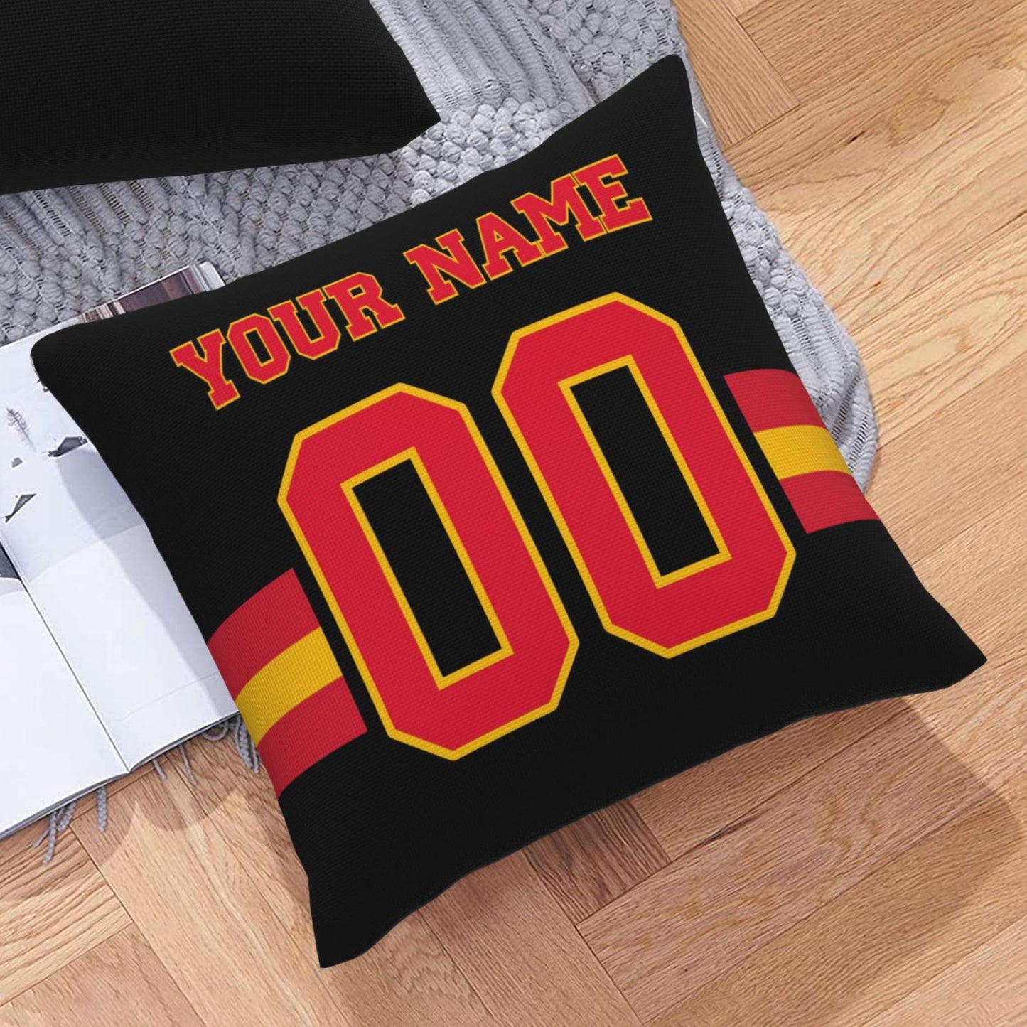 Customized Kansas City Chiefs Football Team Decorative Throw Pillow Case Print Personalized Football Style Fans Letters & Number Black Pillowcase Birthday Gift