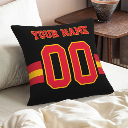 Customized Kansas City Chiefs Football Team Decorative Throw Pillow Case Print Personalized Football Style Fans Letters & Number Black Pillowcase Birthday Gift