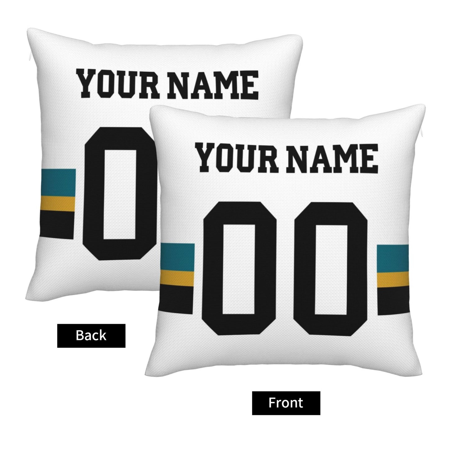 Customized Jacksonville Jaguars Football Team Decorative Throw Pillow Case Print Personalized Football Style Fans Letters & Number White Pillowcase Housewarming Gifts