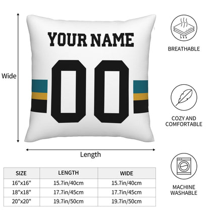 Customized Jacksonville Jaguars Football Team Decorative Throw Pillow Case Print Personalized Football Style Fans Letters & Number White Pillowcase Housewarming Gifts