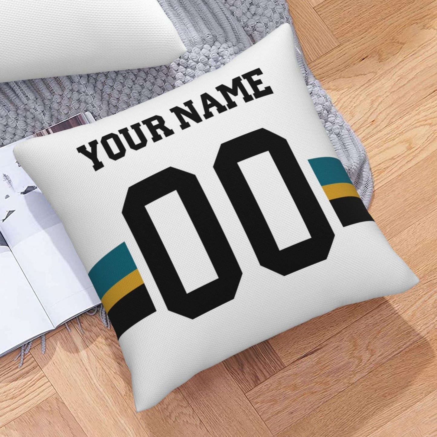 Customized Jacksonville Jaguars Football Team Decorative Throw Pillow Case Print Personalized Football Style Fans Letters & Number White Pillowcase Housewarming Gifts